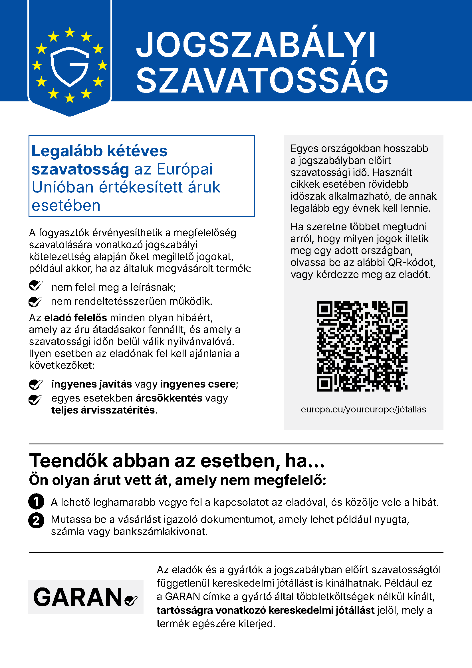 Jogszabályi szavatosság – Európai Unió